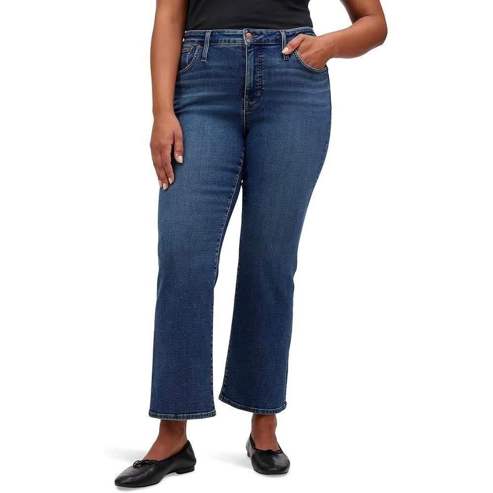 Madewell Kick Out Jeans Mid-Rise Stretch Flare Size 33 Blue Women
